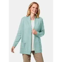 Goldner Langarm Cardigan aus Merino in jade / melange | Gr.: 40