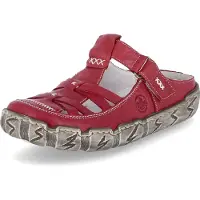 Rieker Clog , Damen, Gr. 40, Synthetik, rot, Leder, Schuhe Clog, Sabot, Sommerschuh, Schlappen, Hausschuh mit Ziernähten