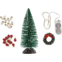 Hobbyfun Wichtelset Beleuchteter Weihnachtsbaum Tannenkranz 20 cm 15 cm Deko Weihnachten