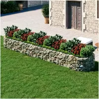 Markenlos Gabionen-Hochbeet Verzinktes Eisen 500x100x50 cm, Pflanzkübel, Kräuterbeet, Hochbeete-kit, Pflanztrog, Vertikalbeet, Pflanzgefäße - 152043