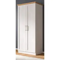Inn.Furn Kleiderschrank "Marina" in weiß Lärche und Eiche Artisan Landhaus Drehtürenschrank 2-türig 84 x 185 cm