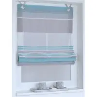 Kutti Heimtextilien Raffrollo Ösenrollo Modern Jamaica Querstreifen ca. 120 x 130 cm, türkis