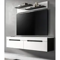 Inn.Furn Set "Cooper" Weiß und Grau, TV-Lowboard hängend / stehend 170 cm inkl. Wandboard