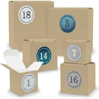 Itenga Adventskalender zum Füllen 24x Quader Würfel gemischt BRAUN + Sticker (V02 Z01)