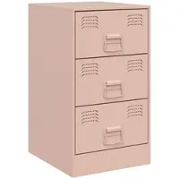 Décoshop26 - Nachttisch mit 3 Schubladen 34,5 x 39 x 62 cm rosa Stahl DEC034550