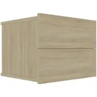 Décoshop26 - Wandmontierter Nachttisch mit zwei Schubladen 40 x 30 x 30 cm Holzwerkstoff Eichenfarbe DEC033818
