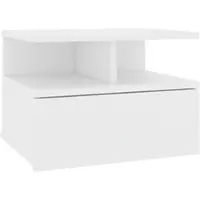 Décoshop26 - Wandmontierter Nachttisch mit Schublade und Fächern 40 x 31 x 27 cm weißes Holzwerkstoff DEC033917