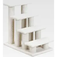 Markenlos Tiertreppe 4 Stufen Katzentreppe Hundetreppe Treppe für Katze Kletterbaum Katzenbaum 60,5 x 41 x 60,5 cm (Beige)