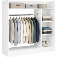 VCM Palosa Kleiderschrank H. 115 x B. 118 x T. 35 cm mit Kleiderstange & Regalfächern Offene Garderobe - Palosa M