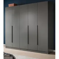 Inn.Furn Kleiderschrank "Swan" in grau Drehtürenschrank 5-türig 200 x 181 cm
