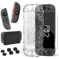 Nikcorp Schutzhülle für die Nintendo Switch 2 Konsole Set Displayschutz Abdeckungen für die Analogsticks mit abnehmbarem Grip