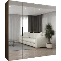 MEBLE KRYSPOL , Kleiderschrank, Schrank 200 cmx202x52, Warmia-Nuss, Schwarz