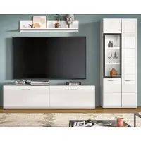 Inn.Furn Wohnwand "Cover" in weiß Hochglanz 3-teilig 235 x 160 cm