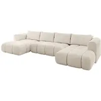 ALTDECOR Ecksofa in U-Form mit Schlaffunktion und Bettkasten CLOUD-U 405x185x90 Beige - Corner Sofa Bett Eckcouch Couch L-Form Schlafcouch Ausziehbar Wohnlandschaft Schlafsofa Cauchsofa