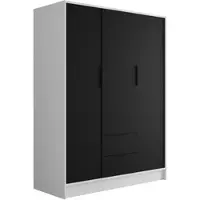 ALTDECOR Kleiderschrank mit Flügeltüren, Garderobenschrank mit viel Stauraum, Vielseitiger Drehtürenschrank, Schrank KOLIN 150x200 cm Weiß Schwarz