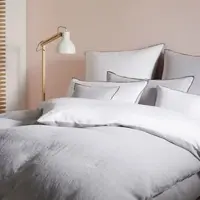 Elegante Halbleinen Wendebettwäsche Touch hellgrau Kissenbezug einzeln 40x80 cm - grau