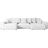 ALTDECOR Ecksofa mit Schlaffunktion und Bettkasten Corner Sofa Eckcouch Couch U-Form universal, links/rechts angeordnet Schlafcouch Ausziehbar Wohnlandschaft ESKAR-U -364x176x72 cm Weiß