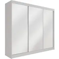 ALTDECOR Kleiderschrank mit Spiegel und Schiebetüren, kugelgelagerte Führungsschienen und Aluminium-Leisten 250 cm Weiß