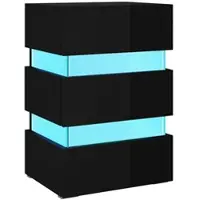 Décoshop26 - Nachttisch mit LED-Beleuchtung und 3 Schubladen 45 x 35 x 67 cm schwarzes Holzwerkstoff DEC034744