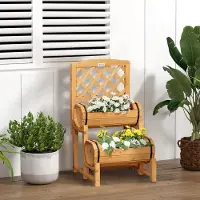 Xdovet Hochbeet mit Rankhilfe Blumenkasten Gartenbeet Pflanzbeet Pflanzkasten Rustikalen Design für Garten Terrasse Balkon 45 x 45 x 80 cm