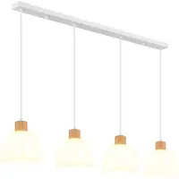 Globo Lighting LED Hängeleuchte SWANSON, höhenverstellbar, Metall, Glas, Holz, Weiß