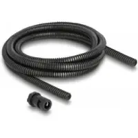 DeLOCK Kabelschutzschlauch 2 m x 10 mm mit 2 x PG7 Schlauchverschraubung Set schwarz, Kabelmuffe, Kunststoff, Schwarz