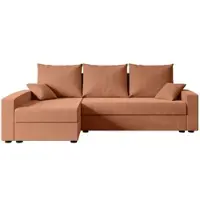 ALTDECOR Ecksofa mit Schlaffunktion und Bettkasten Corner Sofa Bett Eckcouch Couch L-Form Schlafcouch Ausziehbar Wohnlandschaft Schlafsofa Cauchsofa ALESIA-L -231x140x90 cm Apricot
