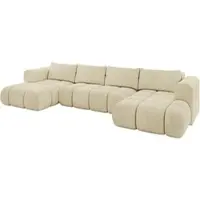 ALTDECOR Ecksofa in U-Form mit Schlaffunktion und Bettkasten CLOUD-U 405x185x90 Beige - Corner Sofa Bett Eckcouch Couch L-Form Schlafcouch Ausziehbar Wohnlandschaft Schlafsofa Cauchsofa