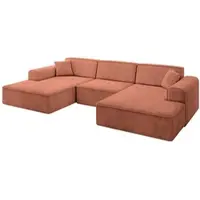 ALTDECOR Ecksofa in U-Form IREA-U1-v3 301x165x77 cm Apricot Corner Sofa Bett Eckcouch Couch L-Form Wohnlandschaft Cauchsofa