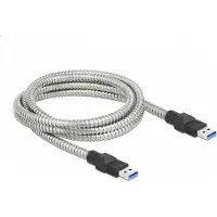 DeLOCK USB 3.2 Gen 1 Kabel Typ-A Stecker zu Typ-A Stecker mit Metallmantel 2 m, 2 m, USB A, USB A, USB 3.2 Gen 1 (3.1 Gen 1), 5 Gbit/s, Silber