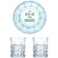Nachtmann Whiskyglas Gravur Das Glas ist immer Halbvoll, Whiskeygläser Set, Gravur, Geschenk, Kristallglas, 345 ml, 2er Set