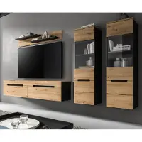 Inn.Furn Wohnwand "Cooper" in Artisan Eiche und grau 4-teilig 270 cm hängend oder stehend, Soft-Close