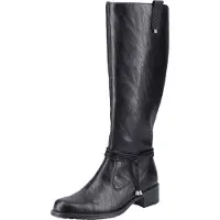 Rieker Damen Stiefel Langschaftstiefel hübsche dezente Optik Zierband Z7361, Größe:38 EU, Farbe:Schwarz