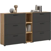 Xonox Wohnkombination The One 1 | 9-teilig | Artisan Oak / Basalt grau ohne