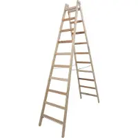 Krause Holz-Sprossen-Doppelleiter 2x10 Arbeitshöhe:ca.4,05m 16,5kg 170125