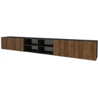 ALTDECOR TV-Schrank ZENO-W mit Gefrästen Fronten 3x100x40x40 Lowboard hängend, TV Möbel, TV Cabinet, Fernsehtisch, Fernsehschrank, TV Kommode, TV Tisch, TV Sideboard, TV Board - Schwarz / Katania