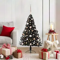 vidaXL "Schlussverkauf" Künstlicher vorbeleuchteter Weihnachtsbaum(1 pc) - Kunstbaum/Tannenbaum - Schwarz 120 cm PVC C7839