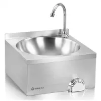 Mahlzeit Edelstahl Handwaschbecken mit Kniebetätigung, Gastro Waschbecken zur Wandmontage