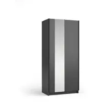 Masseno Schiebetürenschrank CERON 100/182/54,6cm 2-türig mit Spiegel Schwarz