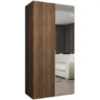 MEBLE KRYSPOL , Kleiderschrank Spiegel, 100x202x52, Warmia-Nuss, Griff Kaschmir
