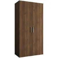 MEBLE KRYSPOL Schrank 100x202x52 cm mit Kleiderstange, 2xTür, BARI, Warmia-Nuss, Griff Silber