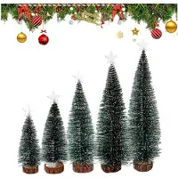 Markenlos Tischweihnachtsbaum, 5 Stück Leuchtende saisonale Dekoration - Miniatur Weihnachtsbaum Deko - für Wohnung, Büro, Geschäft, Studentenwohnheim, Schlafzimmer, Wohnzimmer, Nachttisch, Bücherregal