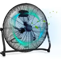 Goplus 50 cm Bodenventilator, Standventilator in Chrom mit 3 Geschwindigkeitsstufen & Handgriff, 145° verstellbarer Ventilatorkopf, hoher Luftdurchsatz, Metallventilator