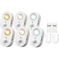 Dopwii LED Nachtlicht 6er Set mit Bewegungssensor USB wiederaufladbar Schrank Licht dimmbar Fernbedienung Kabellos