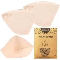 OEM Kaffee-Filter-Set aus 100-prozentig-organischem-Baumwollstoff, Größe 4, 3er-Pack, professionelle Qualität, dauerhaft und 100-prozentig plastikfrei.
