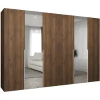 MEBLE KRYSPOL , Kleiderschrank Spiegel, 300x202x52, Warmia-Nuss, Griff Kaschmir