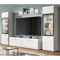 Inn.Furn Wohnwand "Cover" in weiß Hochglanz 4-teilig 280 x 160 cm