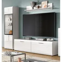 Inn.Furn Wohnwand "Cover" in weiß Hochglanz 3-teilig 220 x 160 cm