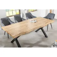 Riess Industrial Esstisch WILD 160cm braun Wildeiche-Design Baumkante schwarz X-Gestell Esszimmertisch Tisch Konferenztisch