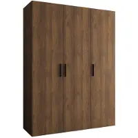 MEBLE KRYSPOL Schrank 150x202x52 cm mit Kleiderstange, 3xTür, BARI, Warmia-Nuss, Griff Schwarz
